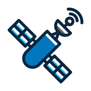 Kişisel ve Ticari Kullanım İçin Koyu Renk Simgelerini Doldurulmuş Uydu Vektörü Kalın Çizgisi