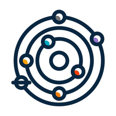 Kişisel ve ticari kullanım için Koyu Renk Simgeleri Doldurulmuş Güneş Sistemi Vektör Kalın Çizgisi