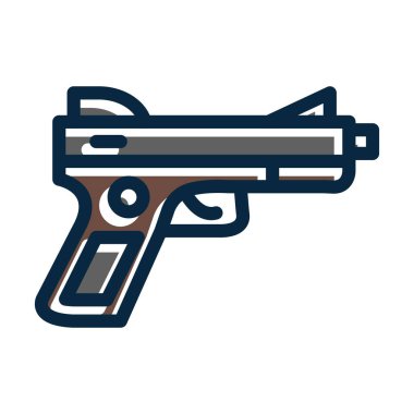 Kişisel ve Ticari Kullanım İçin Koyu Renk Simgeleri Doldurulmuş Tabanca Vektörü Kalın Çizgisi