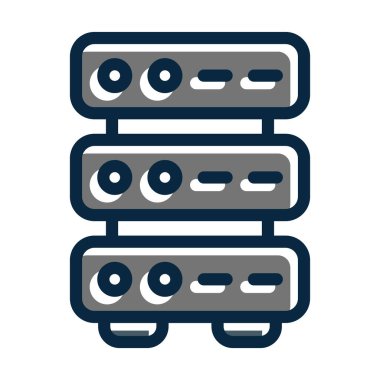 Kişisel ve Ticari Kullanım İçin Koyu Renk Simgelerini Doldurulmuş Sunucu Vektör Kalın Çizgisi