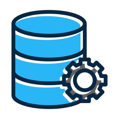 Kişisel ve Ticari Kullanım İçin Koyu Renk Simgelerini Doldurulmuş Veri İşlemci Kalın Çizgisi