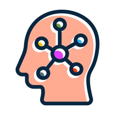 Kişisel ve Ticari Kullanım İçin Koyu Renk Simgeleri Doldurulmuş Zihin Haritası Vektör Kalın Çizgisi