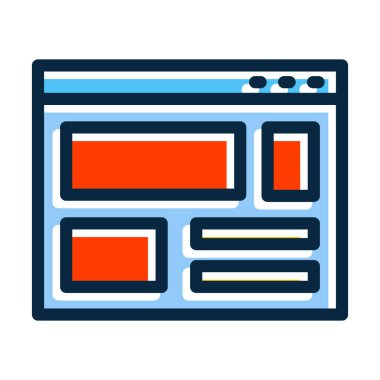 Kişisel ve Ticari Kullanım İçin Koyu Renk Simgeleri Doldurulmuş Mockup Vektör Kalın Çizgisi