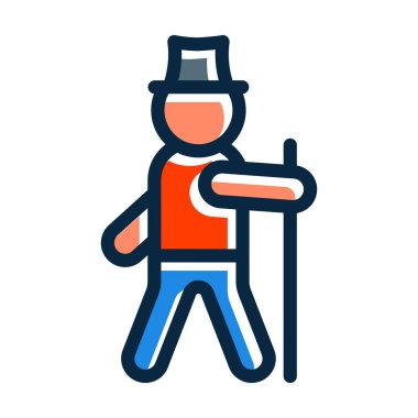 Yürüyen Tur Kalın Çizgisi Kişisel ve Ticari Kullanım İçin Koyu Renk Simgeleri Dolduruldu