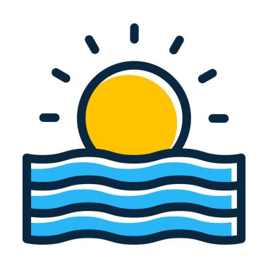 Kişisel ve ticari kullanım için Koyu Renk Simgeleri Doldurulmuş Günbatımı Vektör Kalın Çizgisi