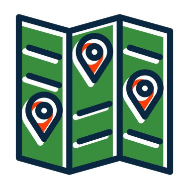 Şehir Kılavuzu Kalın Çizgisi Kişisel ve Ticari Kullanım İçin Koyu Renk Simgeleri Dolduruldu