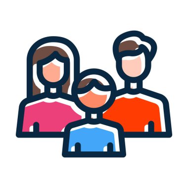 Aile Vektörü Kalın Çizgisi Kişisel ve Ticari Kullanım İçin Koyu Renk Simgeleri Dolduruldu