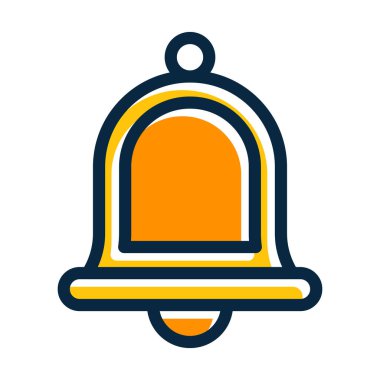 Zil Çanı Kalın Çizgisi Kişisel ve Ticari Kullanım İçin Koyu Renk Simgeleriyle Dolu