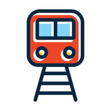 Kişisel ve ticari kullanım için Koyu Renk Simgeleri Doldurulmuş Tren Vektörü Kalın Çizgisi