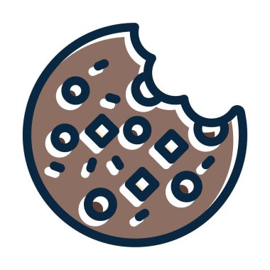 Kurabiyeler Vektör Kalın Çizgisi Kişisel ve Ticari Kullanım İçin Koyu Renk Simgeleri Dolduruldu