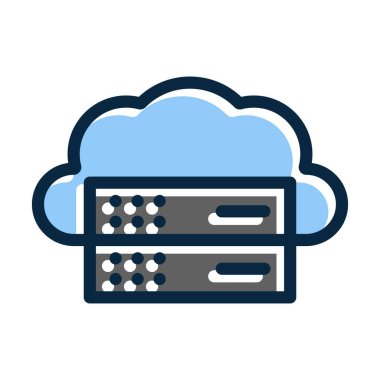 Bulut Sunucusu Kalın Çizgisi Kişisel ve Ticari Kullanım İçin Koyu Renk Simgesi Dolduruldu