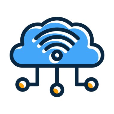 Bulut Servis Vektörü Kalın Çizgisi Koyu Renkler Simgesi Kişisel ve Ticari Kullanım İçin