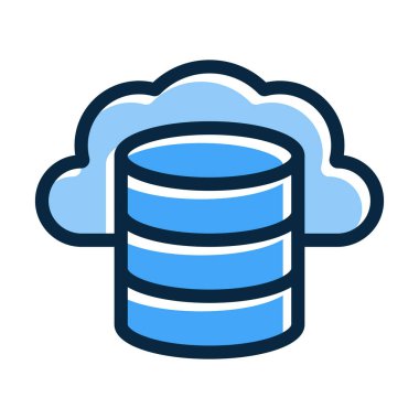 Bulut Veri Vektörü Kalın Çizgisi Kişisel ve Ticari Kullanım İçin Koyu Renk Simgesi Dolduruldu