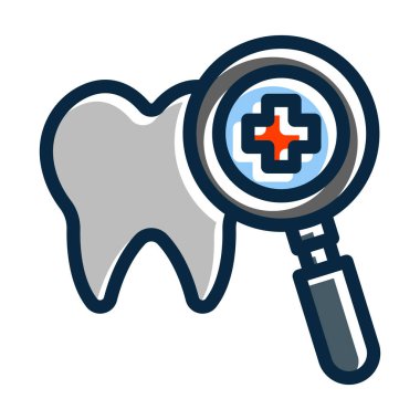 Kişisel ve ticari kullanım için Renk Simgesi Doldurulmuş Diş Sağlama Vektörü Kalın Çizgisi