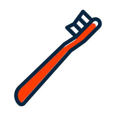 Diş fırçası Vektör Kalın Çizgisi Kişisel ve Ticari Kullanım İçin Renk Simgesi Dolduruldu