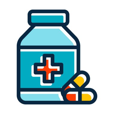 İlaç Vektörü Kalın Çizgisi Kişisel ve Ticari Kullanım İçin Renk Simgesi Dolduruldu