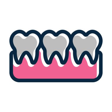 Diş Vektörü Kalın Çizgisi Kişisel ve Ticari Kullanım için Renk Simgesi Dolduruldu