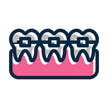 Diş telleri Vektör Kalın Çizgisi Kişisel ve Ticari Kullanım İçin Renk Simgesi Dolduruldu