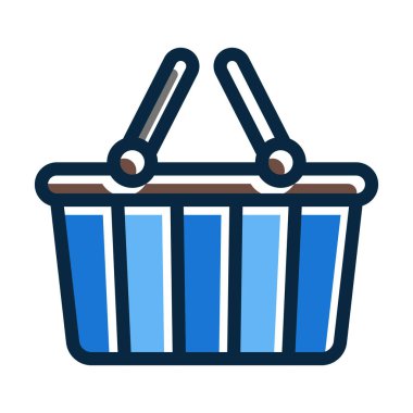 Basket Vektörü Kalın Çizgisi Kişisel ve Ticari Kullanım için Renk Simgesi Dolduruldu