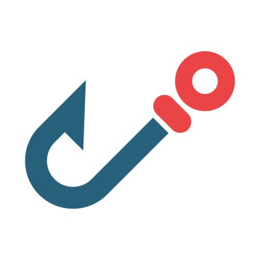 Kişisel ve Ticari Kullanım İçin Balık Kancası Vektör Kabartması İki Renk Simgesi