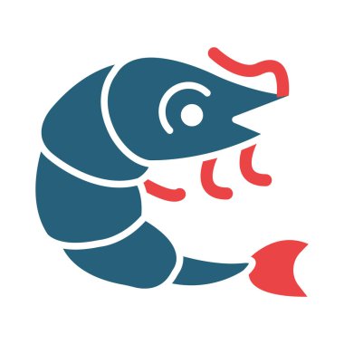 Kişisel ve Ticari Kullanım İçin Karides Vektör Sembolü İki Renk Simgesi