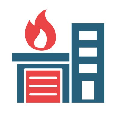 Kişisel ve ticari kullanım için İtfaiye İstasyonu Vektör Sembolü İki Renk Simgesi