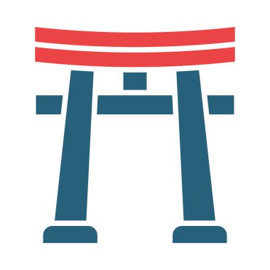 Kişisel ve ticari kullanım için Torii Kapı Vektörü Kabartması İki Renk Simgesi