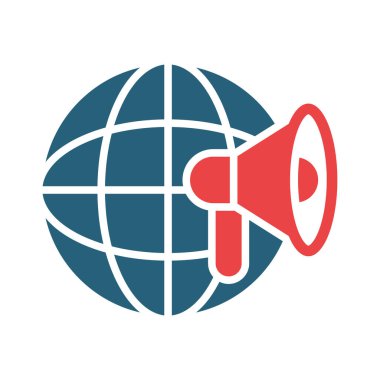 Kişisel ve Ticari Kullanım İçin Küresel Pazarlama Vektörü İki Renk Simgesi