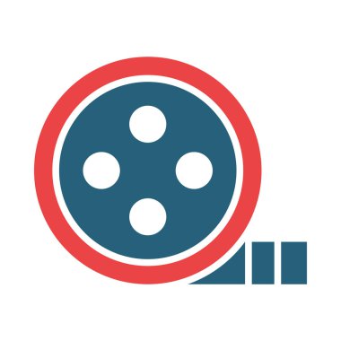 Kişisel ve ticari kullanım için film makarası vektörü kabartması iki renk simgesi