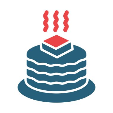 Kişisel ve ticari kullanım için Pankek Vektörü Kabartma İki Renk Simgesi