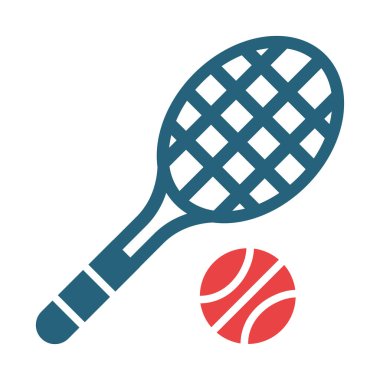 Kişisel ve ticari kullanım için Tenis Vektörü Kabartma İki Renk Simgesi