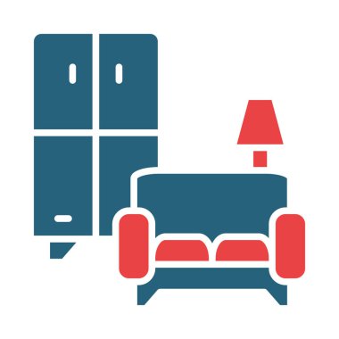 Kişisel ve ticari kullanım için Mobilya Vektörü İki Renk Simgesi