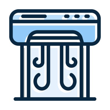 Kişisel ve Ticari Kullanım İçin Koyu Renk Simgeleri Doldurulmuş Hava Perdesi Kalın Çizgisi