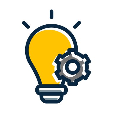 Kişisel ve Ticari Kullanım İçin Koyu Renk Simgeleri Doldurulmuş Fikir Vektörü Kalın Çizgisi