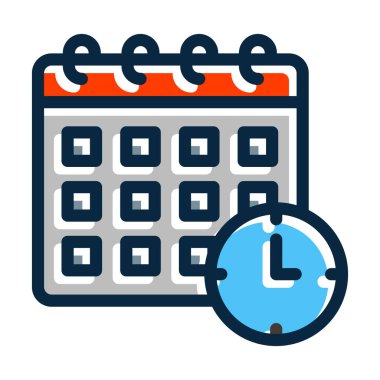 Kişisel ve Ticari Kullanım İçin Koyu Renk Simgelerini Doldurulmuş Vektör Kalın Çizgisi Zamanlaması