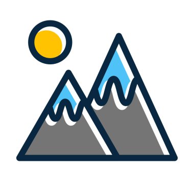 Karlı Dağ Vektörü Kalın Çizgisi Kişisel ve Ticari Kullanım İçin Koyu Renk Simgeleri Dolduruldu