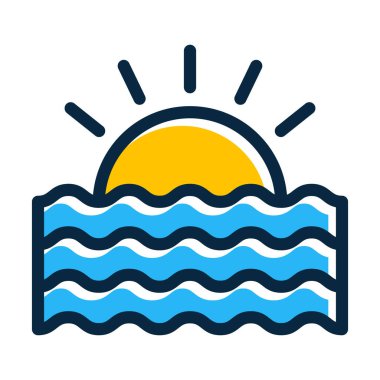 Kişisel ve ticari kullanım için Koyu Renk Simgeleri Doldurulmuş Günbatımı Vektör Kalın Çizgisi