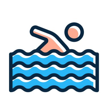 Kişi Yüzme Vektörü Kalın Çizgisi Kişisel ve Ticari Kullanım İçin Koyu Renk Simgeleri Dolduruldu