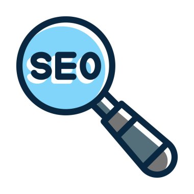 SEO Vektör Kalın Çizgisi Kişisel ve Ticari Kullanım İçin Koyu Renk Simgeleri Dolduruldu