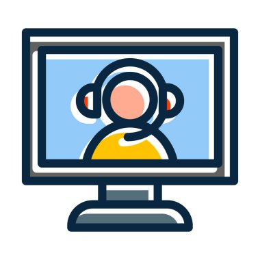 Kişisel ve Ticari Kullanım İçin Koyu Renk Simgelerini Doldurulmuş Web Destek Vektörü Kalın Çizgisi