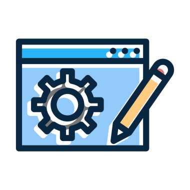 Kişisel ve Ticari Kullanım İçin Koyu Renk Simgelerini Doldurulmuş Blog Servis Vektörü Kalın Çizgisi