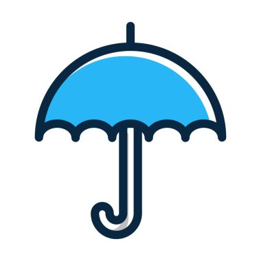 Şemsiye Vektör Kalın Çizgisi Kişisel ve Ticari Kullanım İçin Koyu Renk Simgeleri Dolduruldu