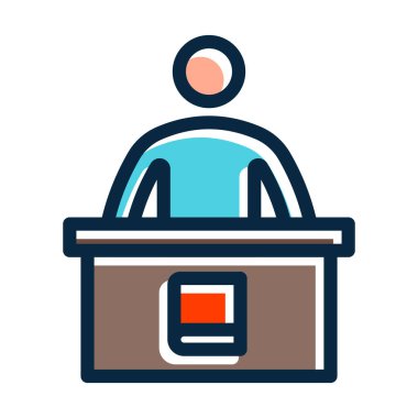 Kişisel ve Ticari Kullanım İçin Koyu Renk Simgeleri Doldurulmuş Kütüphaneci Kalın Çizgisi