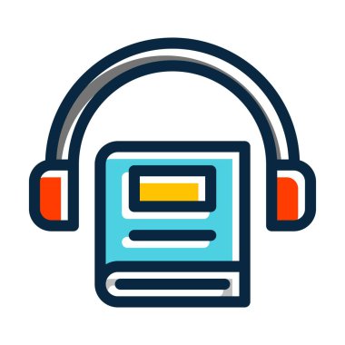 Kişisel ve Ticari Kullanım İçin Koyu Renk Simgelerini Doldurulmuş Audiobook Vektör Kalın Çizgisi