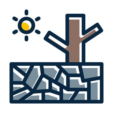 Koyu Renk Simgeleri Kişisel ve Ticari Kullanım İçin Kuraklık Vektör Kalın Çizgisi Dolduruldu