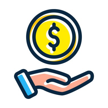 Bağış Vektörü Kalın Çizgisi Kişisel ve Ticari Kullanım İçin Koyu Renk Simgeleri Dolduruldu