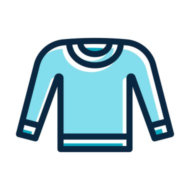 Sweatshirt Vektör Kalın Çizgisi Kişisel ve Ticari Kullanım İçin Koyu Renk Simgeleri Dolduruldu