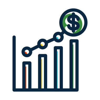 Kişisel ve Ticari Kullanım İçin Koyu Renk Simgeleri Doldurulmuş Büyüme Vektörü Kalın Çizgisi