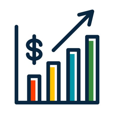 Gelir Vektörü Kalın Çizgisi Kişisel ve Ticari Kullanım İçin Koyu Renk Simgeleri Dolduruldu