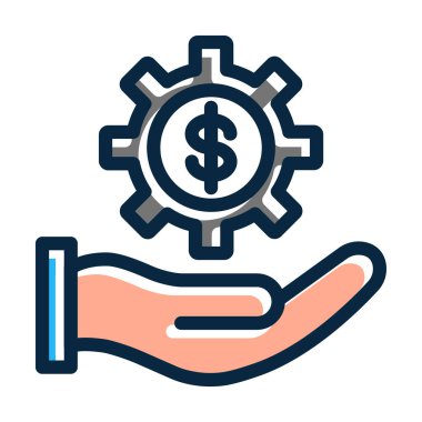 Para Yönetimi Vektör Kalın Çizgisi Kişisel ve Ticari Kullanım İçin Koyu Renk Simgeleri Dolduruldu